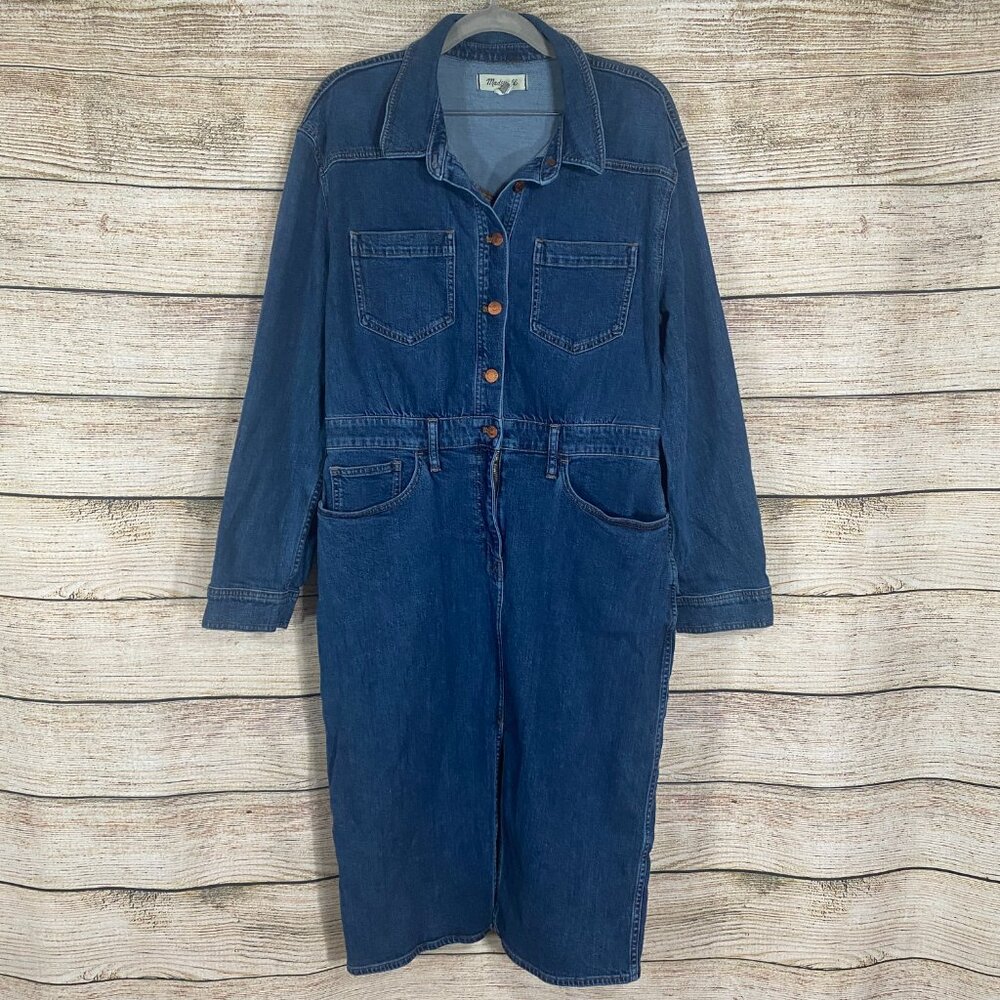 Madewell Denim Western Midi Shirtdress Womans Size 14
